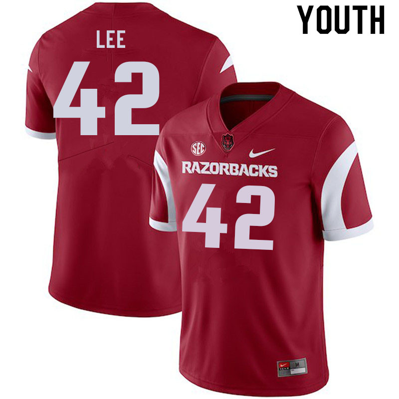 Youth #42 Zach Lee Arkansas Razorbacks College Football Jerseys Sale-Cardinal - Click Image to Close